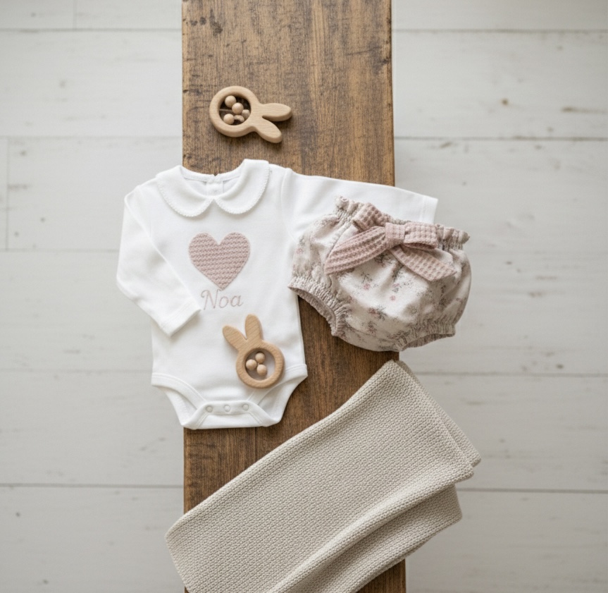 Conjunto Personalizado Camiseta y cubrepañal · Colección Rosé - Imagen 3