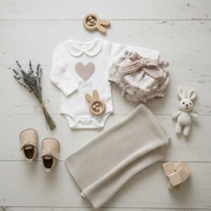 Conjunto Personalizado Camiseta y cubrepañal · Colección Rosé