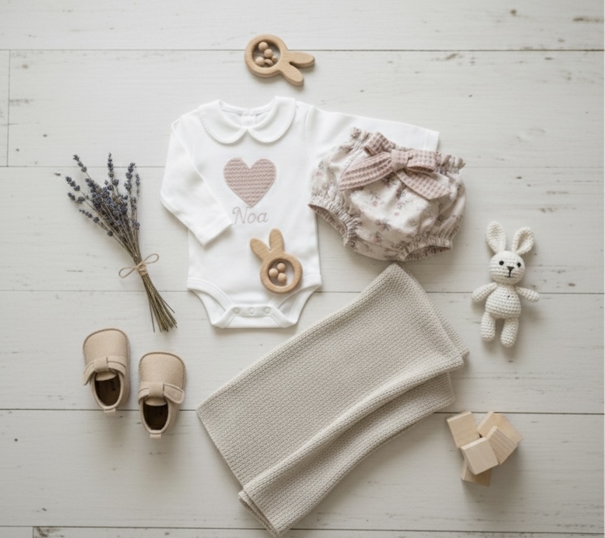 Conjunto Personalizado Camiseta y cubrepañal · Colección Rosé