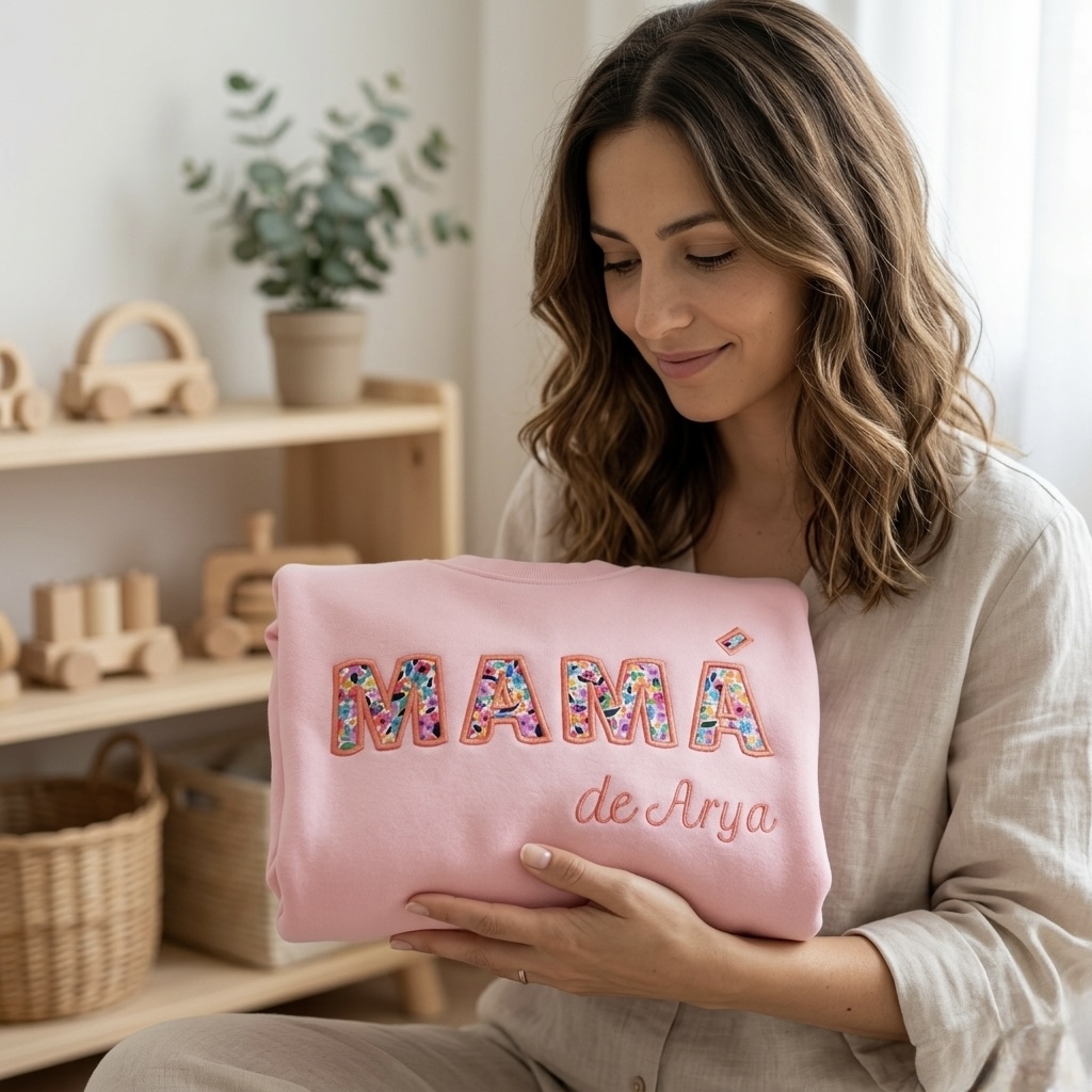 Sudadera Personalizada “Papá/Mamá” | Aplique de Tela + Nombre - Imagen 3