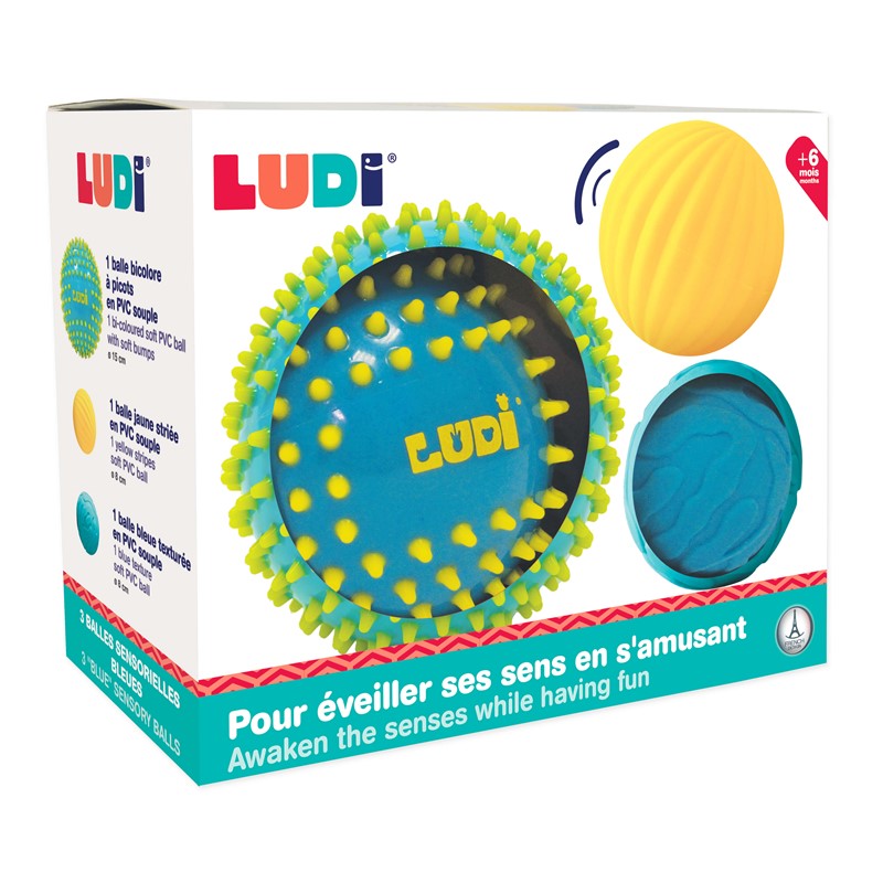 Pelota Sensorial Bicolor Turquesa/Amarillo - Imagen 2