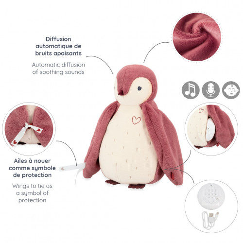 Ruidos Blancos Grabadora de Voz Peluche Pingüino Rosa - Imagen 3
