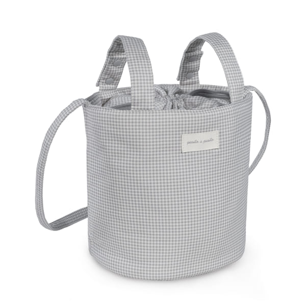 Bolsa Bucket Little Bloom Vichy Gris - Imagen 2