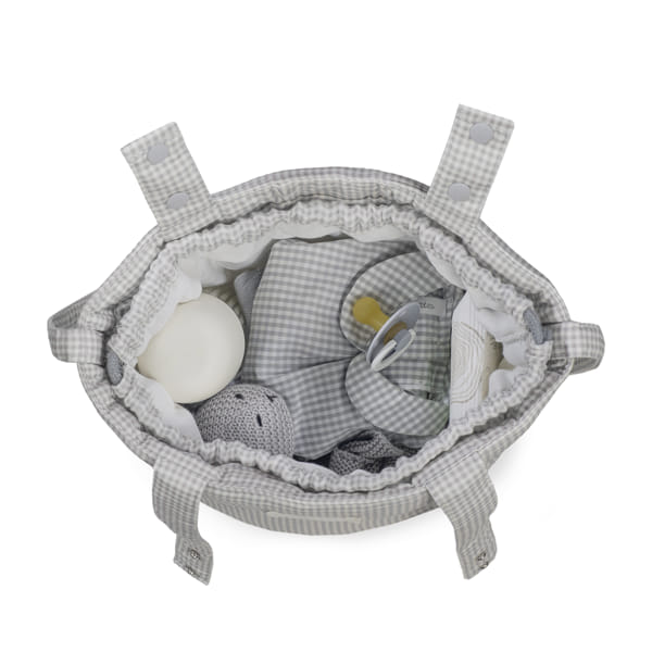 Bolsa Bucket Little Bloom Vichy Gris - Imagen 6