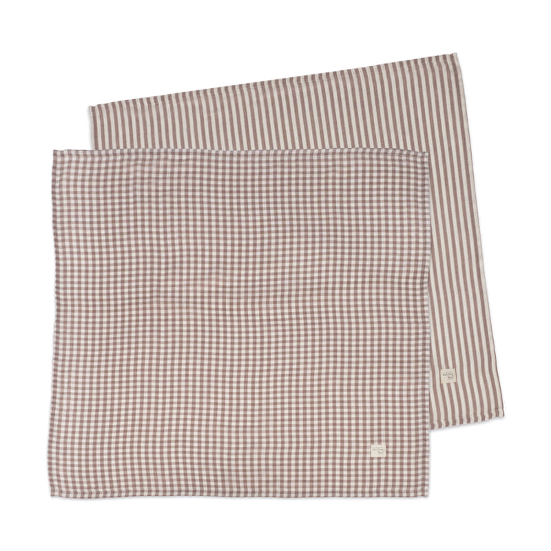Set 2 Muselinas 70x70cm Praliné Vichy/Rayas Moka - Imagen 2