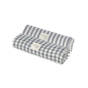Set 2 Muselinas 70x70cm Praliné Vichy/Rayas Matcha