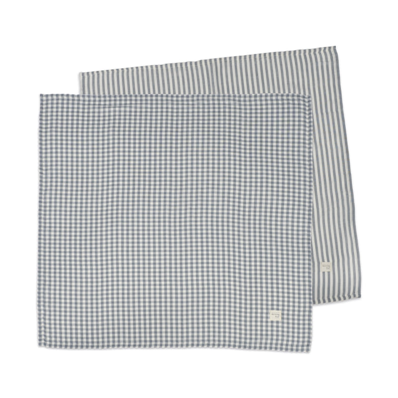 Set 2 Muselinas 70x70cm Praliné Vichy/Rayas Matcha - Imagen 2