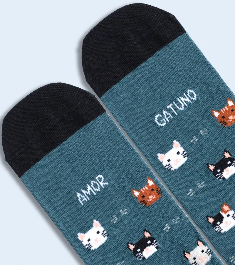 Calcetines "Amor Gatuno" Verde T 42-46 - Imagen 3