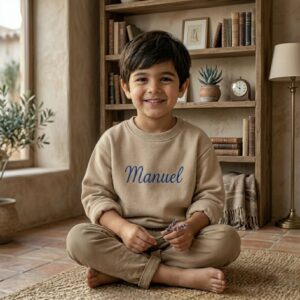 SUDADERA INFANTIL PERSONALIZADA CON NOMBRE (3 meses–12 años) | Bordado o Serigrafía