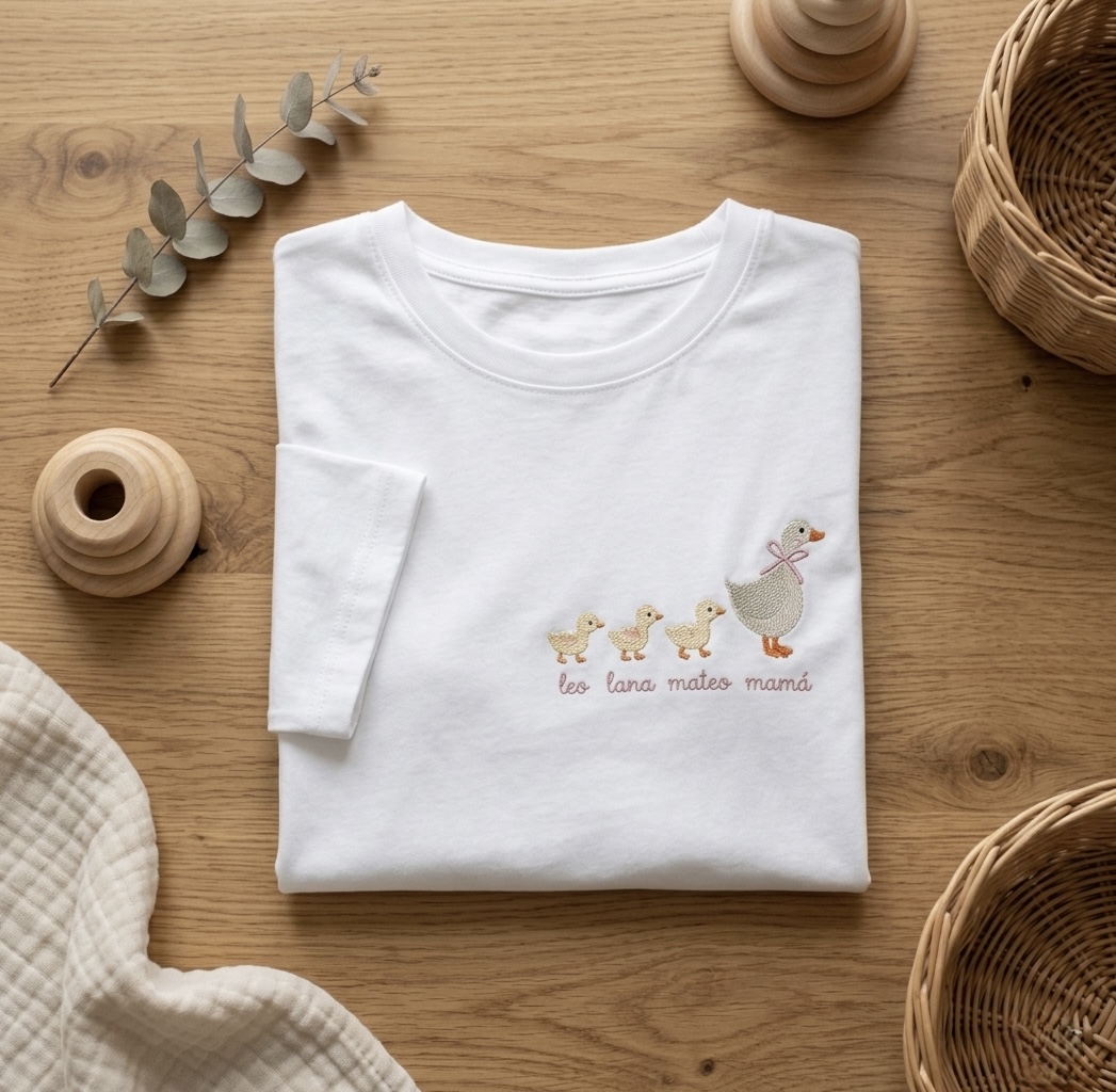 CAMISETA MUJER “MAMÁ PATO + PATITOS” PERSONALIZADA (Blanca) - Imagen 2