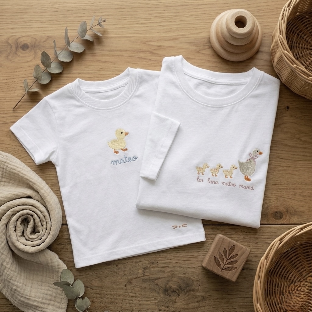 CAMISETA NIÑO/A “PATITO” PERSONALIZADA CON NOMBRE (Blanca) (3 meses–12 años) - Imagen 3