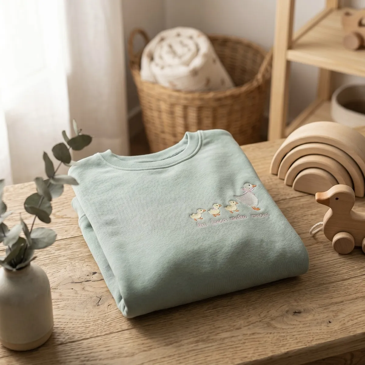 Sudadera Mamá Pato + Patitos | Bordada con Nombres de tus Hijos (XS–3XL) - Imagen 3