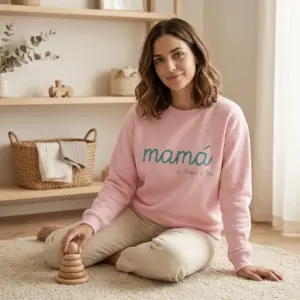 Sudadera Unisex Mamá/Papá Bordada Efecto “A Mano” | Con Nombres de tus Hijos (XS–3XL)