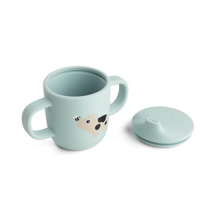 Vaso con Pico de Silicona 2 asas - Granja Tiny - Azul - Imagen 2