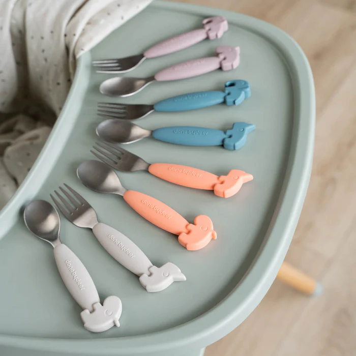 Easy-grip Cuchara y Tenedor - Deer friends - Azul - Imagen 2