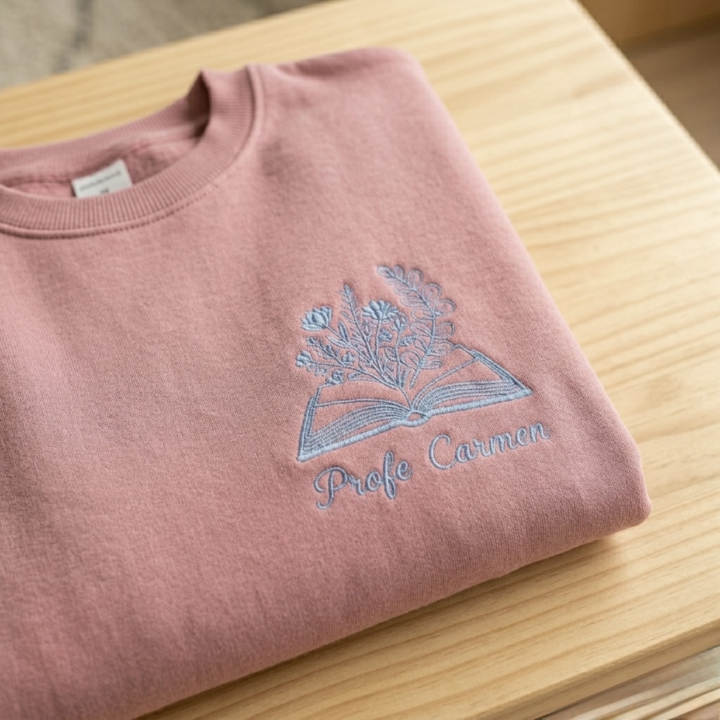 Sudadera Profe Libro Abierto Bordada Personalizada | Nombre y Colores a Elegir