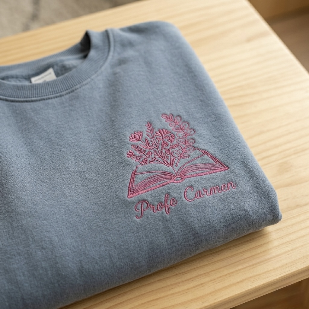 Sudadera Profe Libro Abierto Bordada Personalizada | Nombre y Colores a Elegir - Imagen 2
