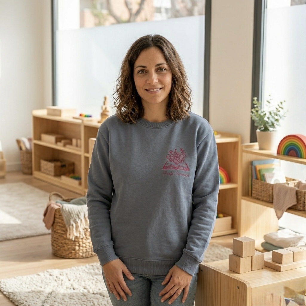 Sudadera Profe Libro Abierto Bordada Personalizada | Nombre y Colores a Elegir - Imagen 3