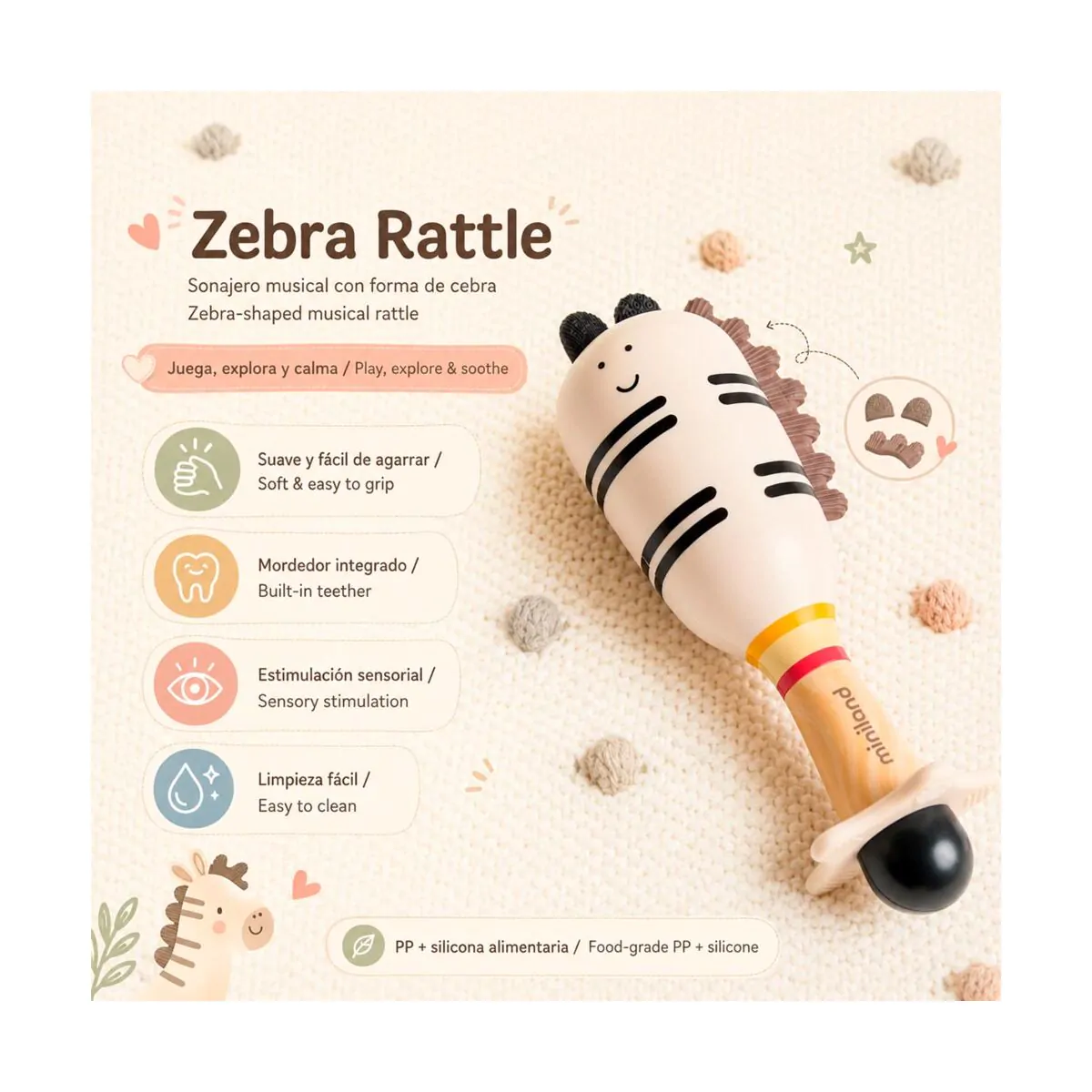 Sonajero Zebra Rattle - Imagen 5